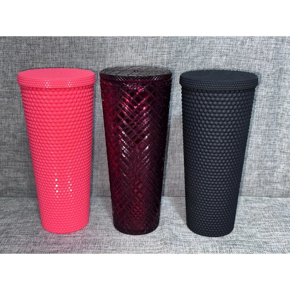 Starbucks Studded Tumbler Set 24oz Pink Burgundy Black Cold Cups